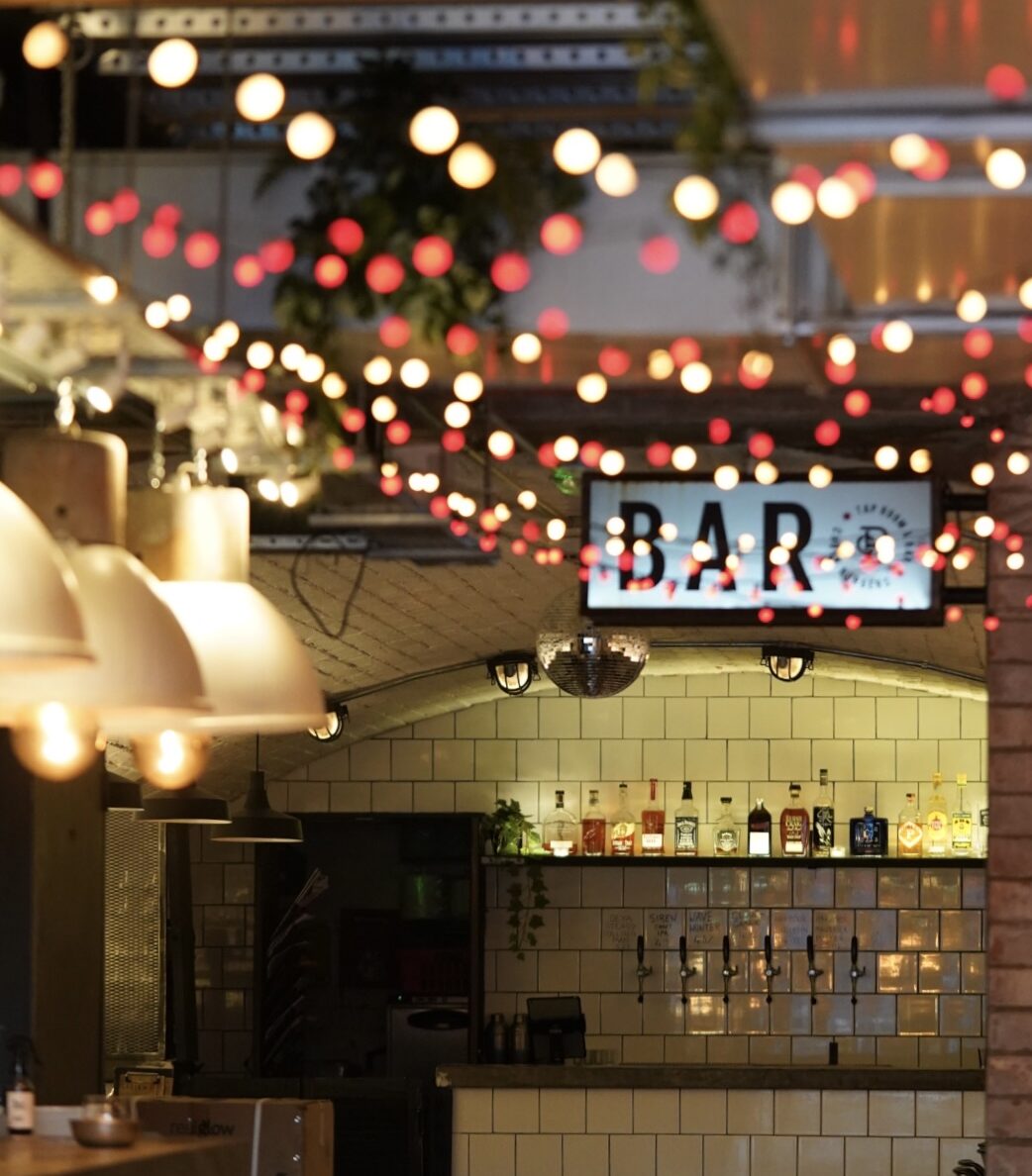 The red and white lights on Chuck's ceiling.