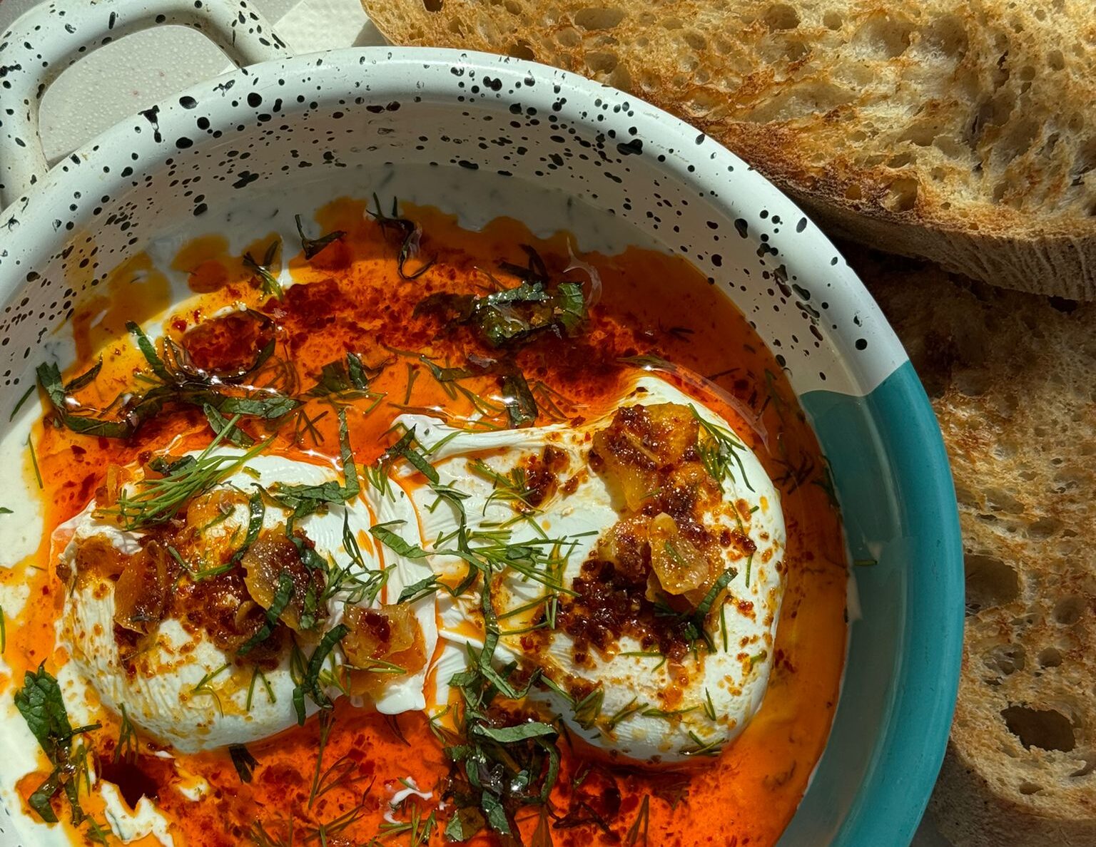Turkish Eggs, a favourite dish on the Hetty's Place menu.