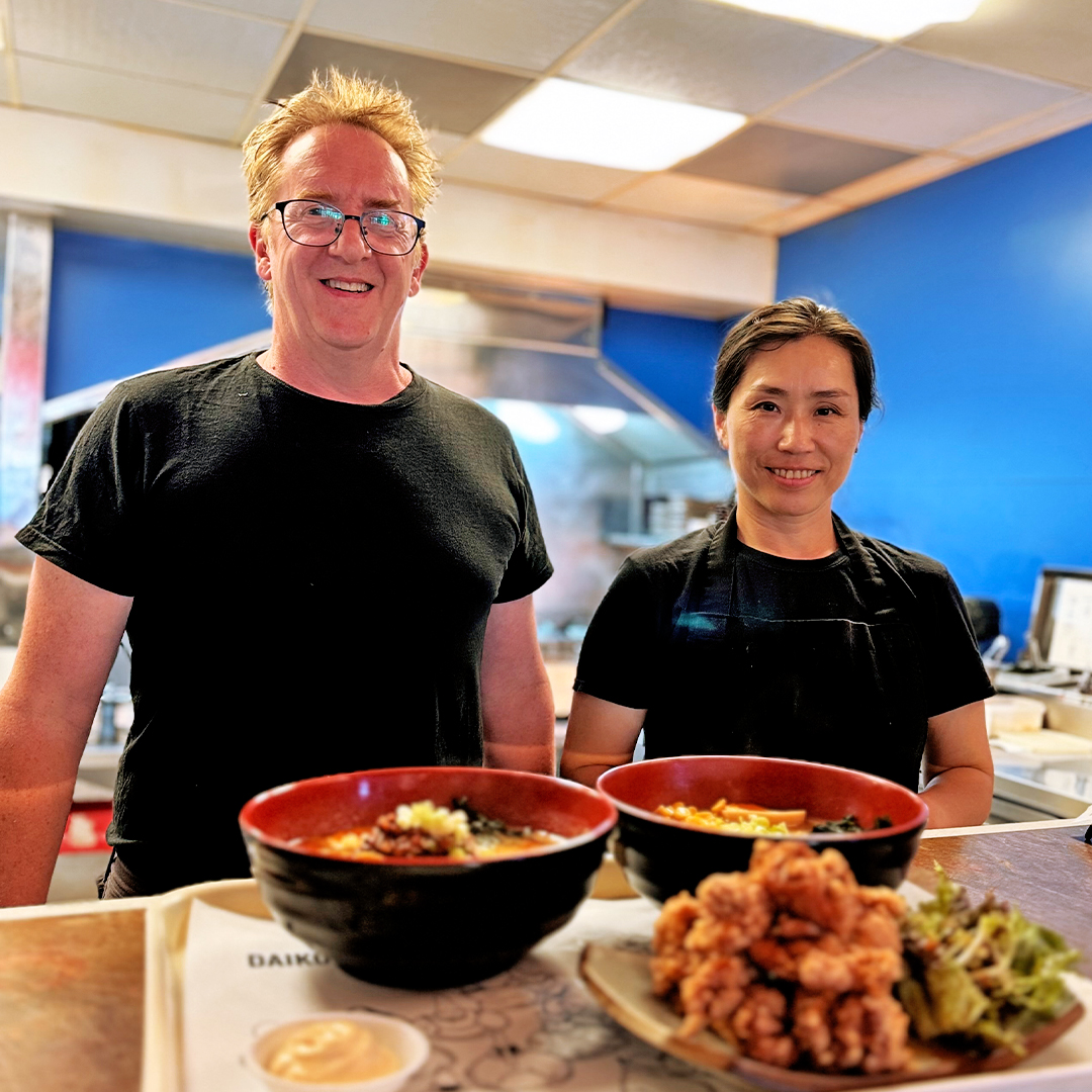 Hugo and Mixuki in the kitchen at Daikoku Gloucester.