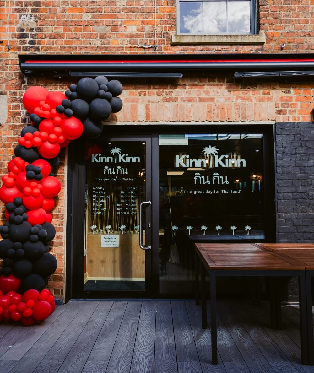 Balloons celebrating the official opening of Kinn Kinn at Gloucester Food Dock.