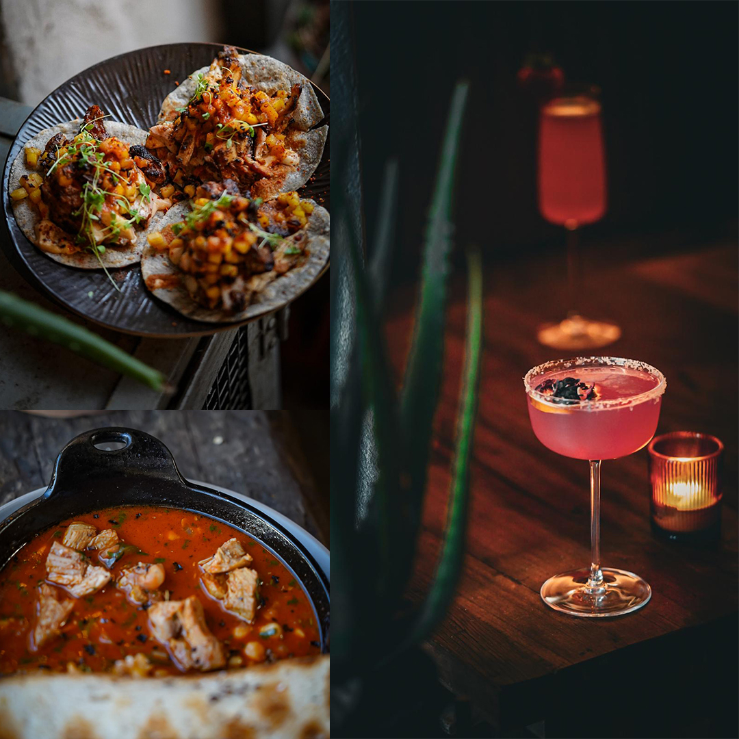 Elote Tacos and Cocktails.