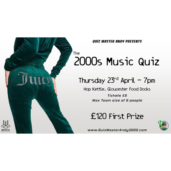 Event poster for 2000s music pub quiz in Hop Kettle.