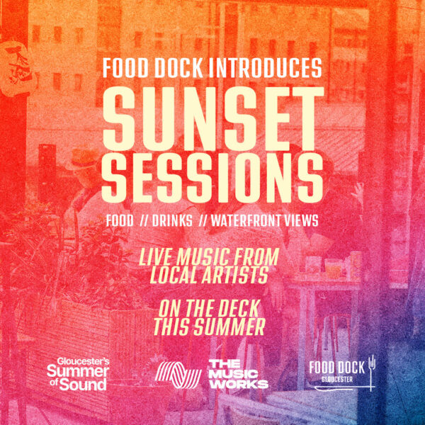 Event poster for this Summers Sunset Sessions at the Food Dock.